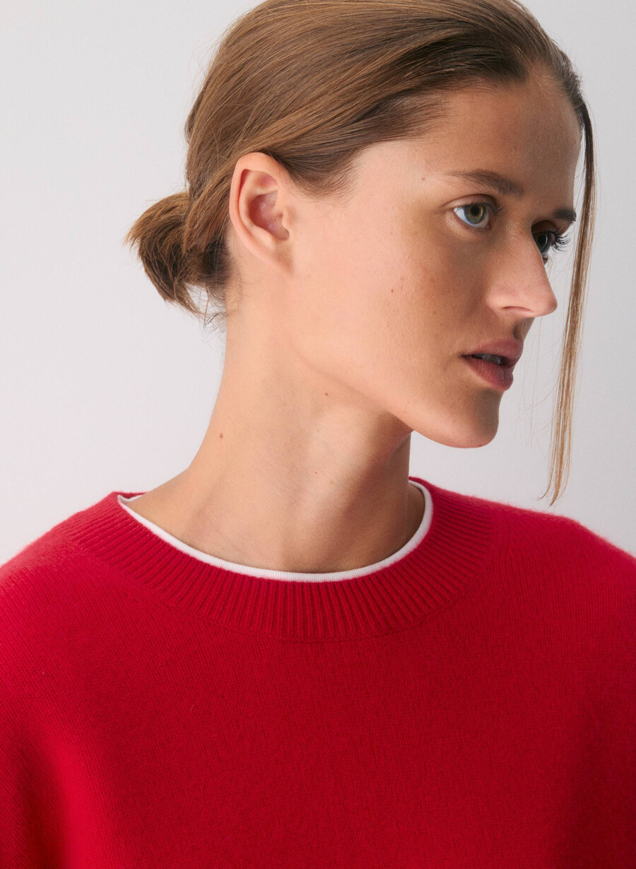 isabelle wool cashmere sweater flashing red