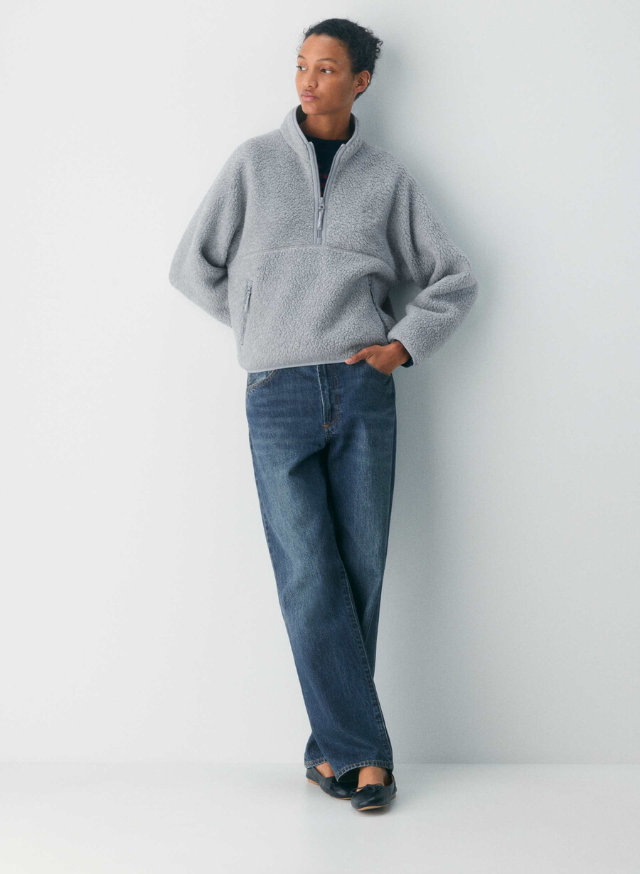 polartec thermal pro 12 zip hi-hip sweater heather athletic gre