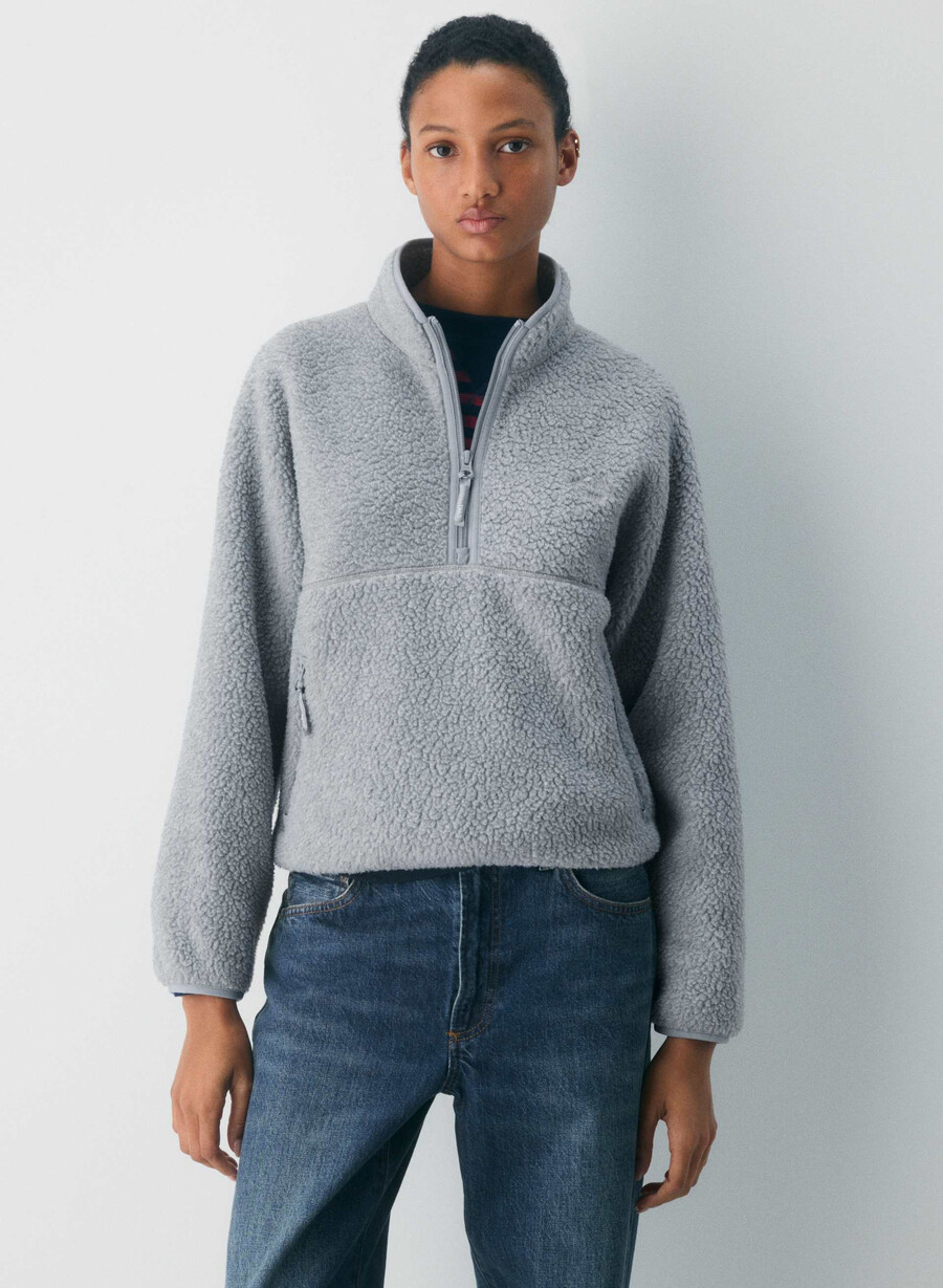 polartec thermal pro 12 zip hi-hip sweater heather athletic gre