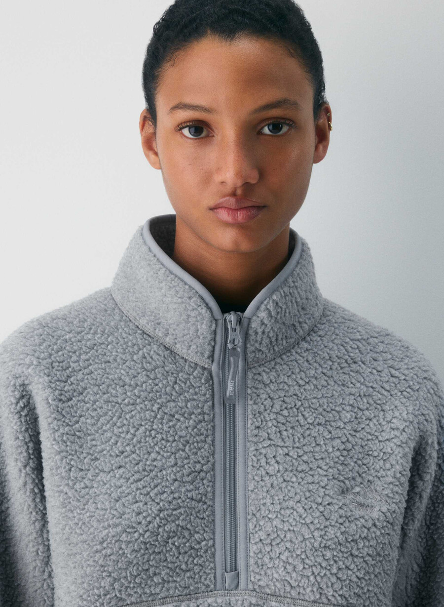 polartec thermal pro 12 zip hi-hip sweater heather athletic gre