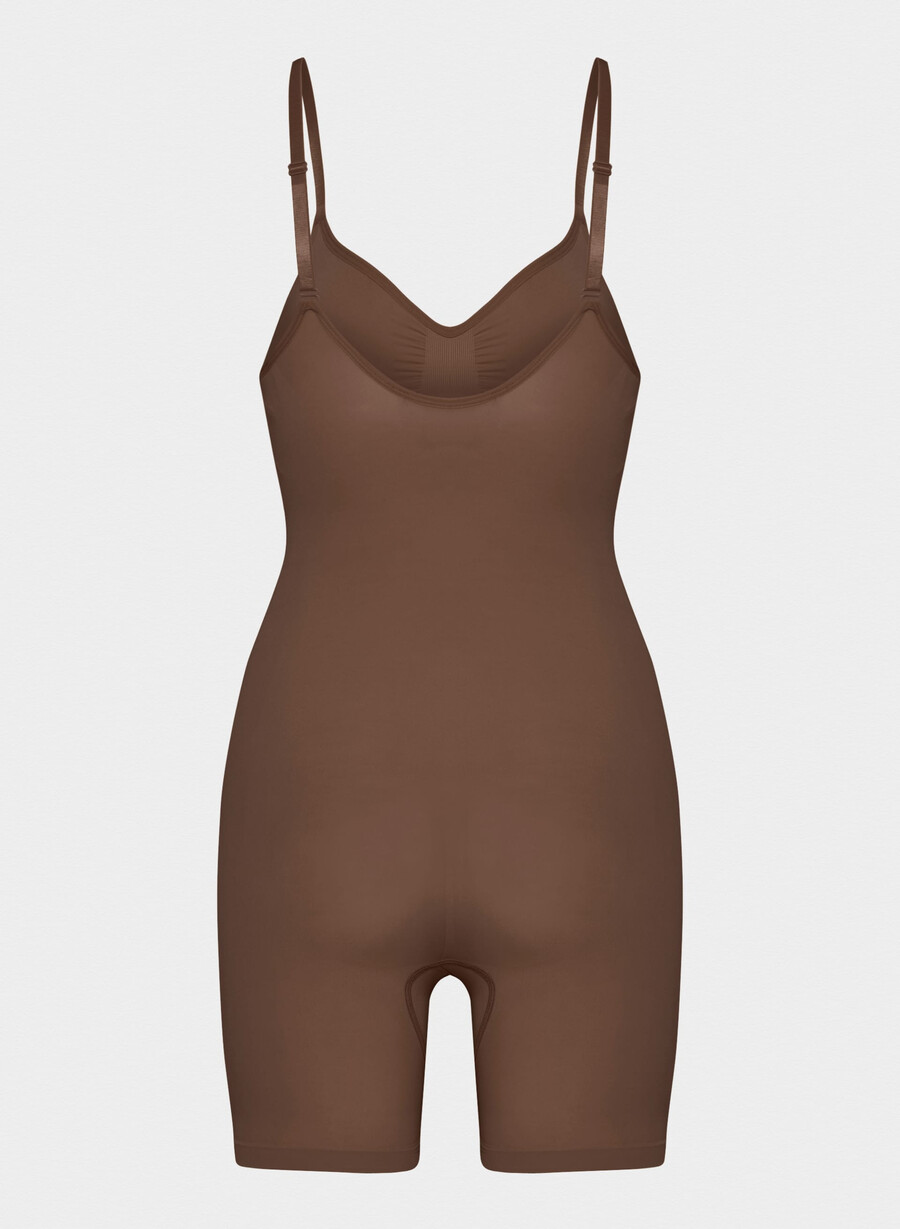 shapeenhance seamless mid-thigh bodysuit cocoa bean
