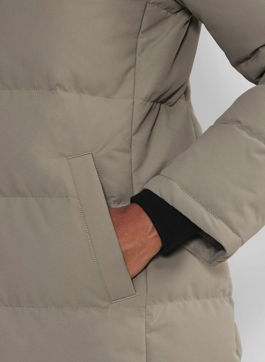 the powder parka long - coldstop modern taupe