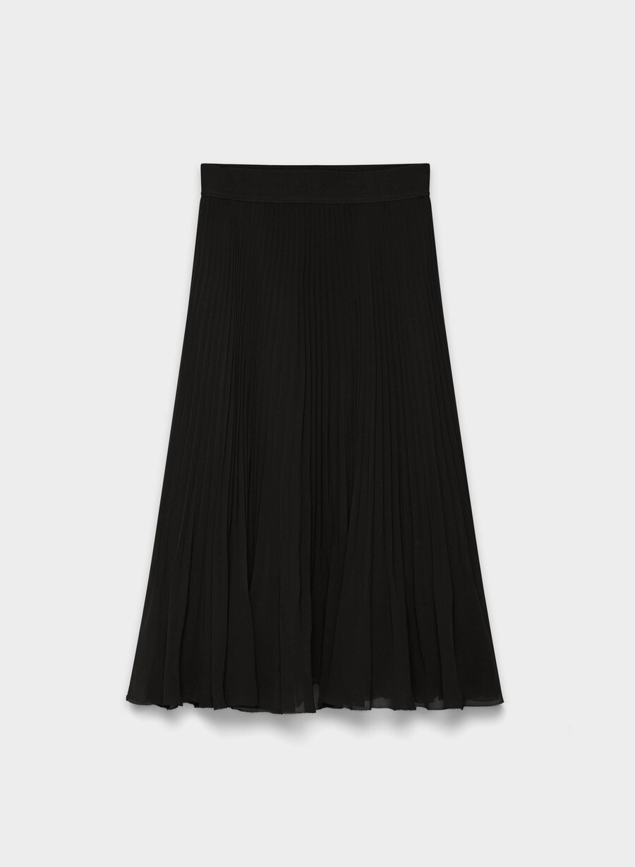 twirl pleated skirt black
