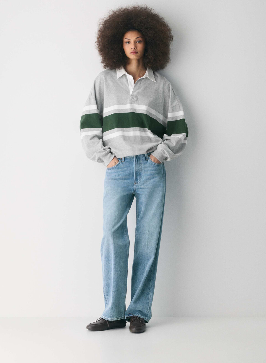 mighty cotton lomu polo longsleeve hthr chrm campus gr