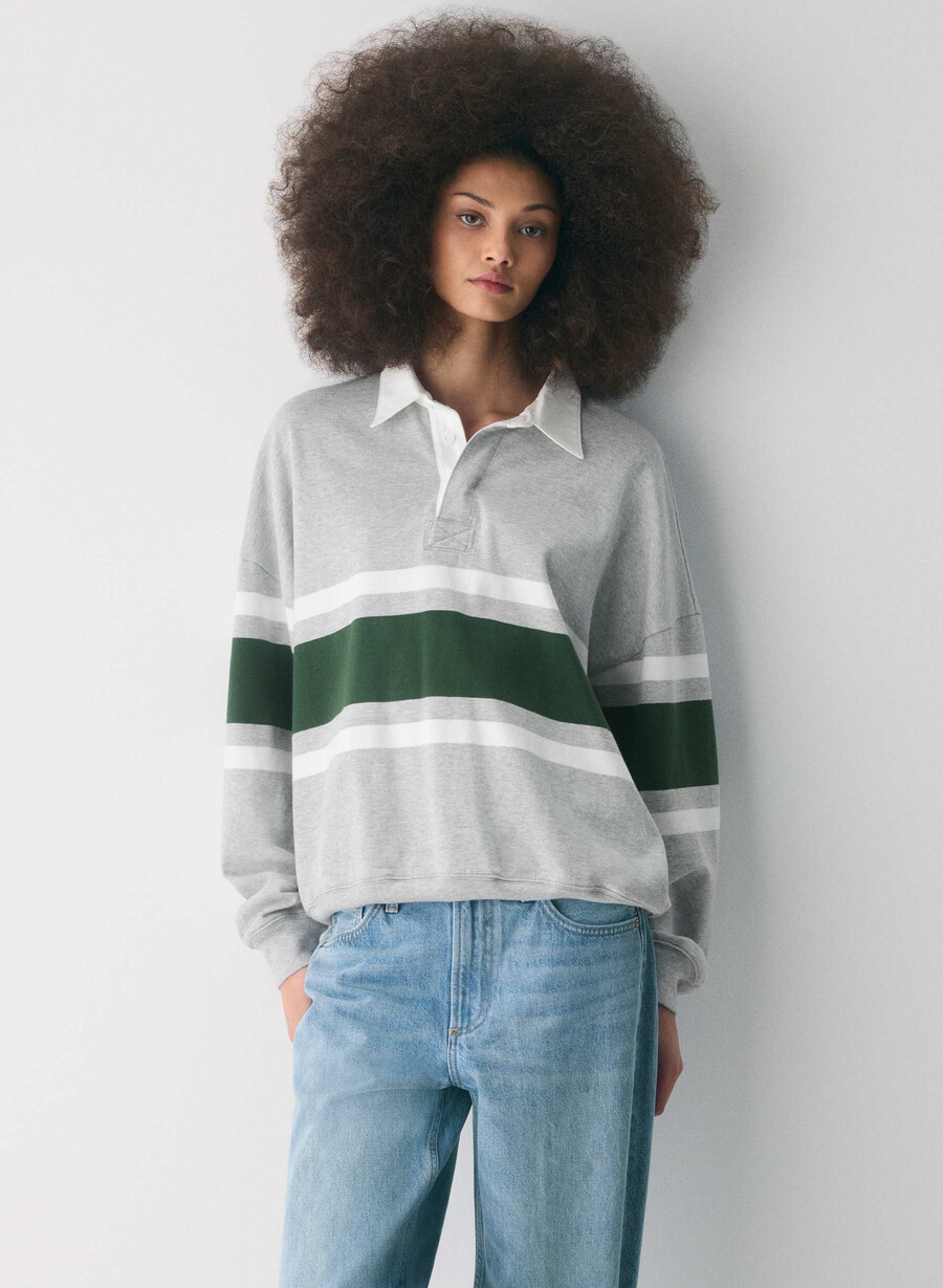 mighty cotton lomu polo longsleeve hthr chrm campus gr