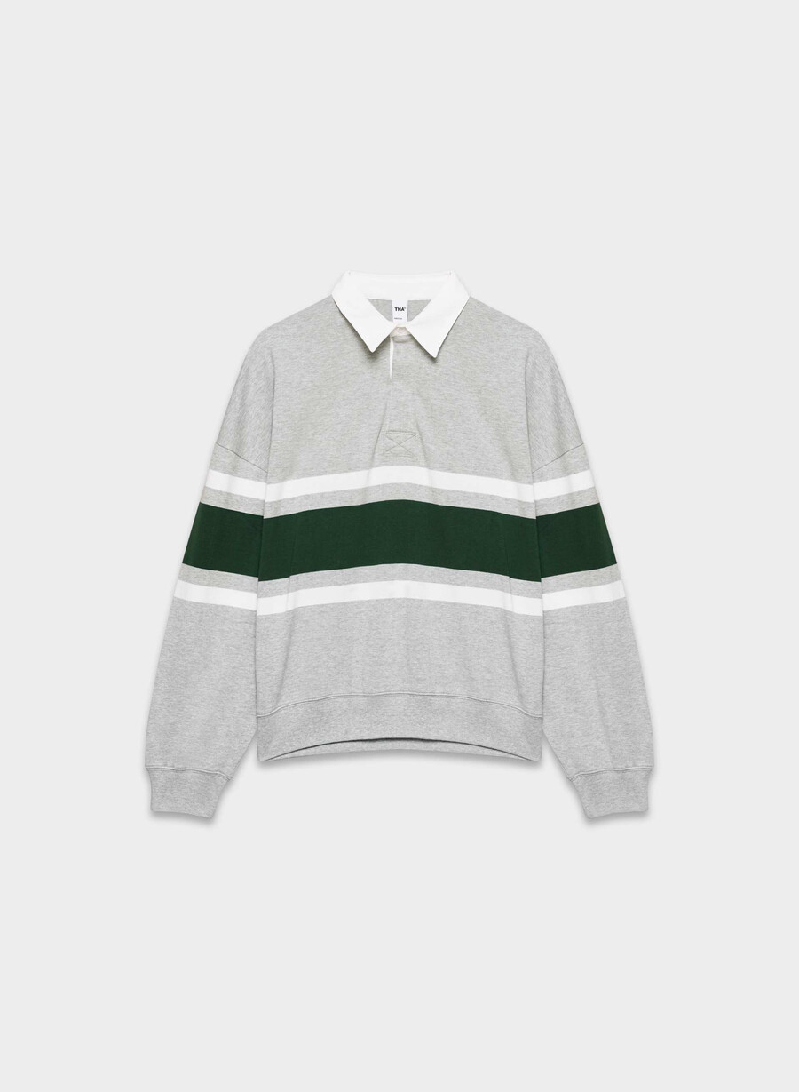 mighty cotton lomu polo longsleeve hthr chrm campus gr