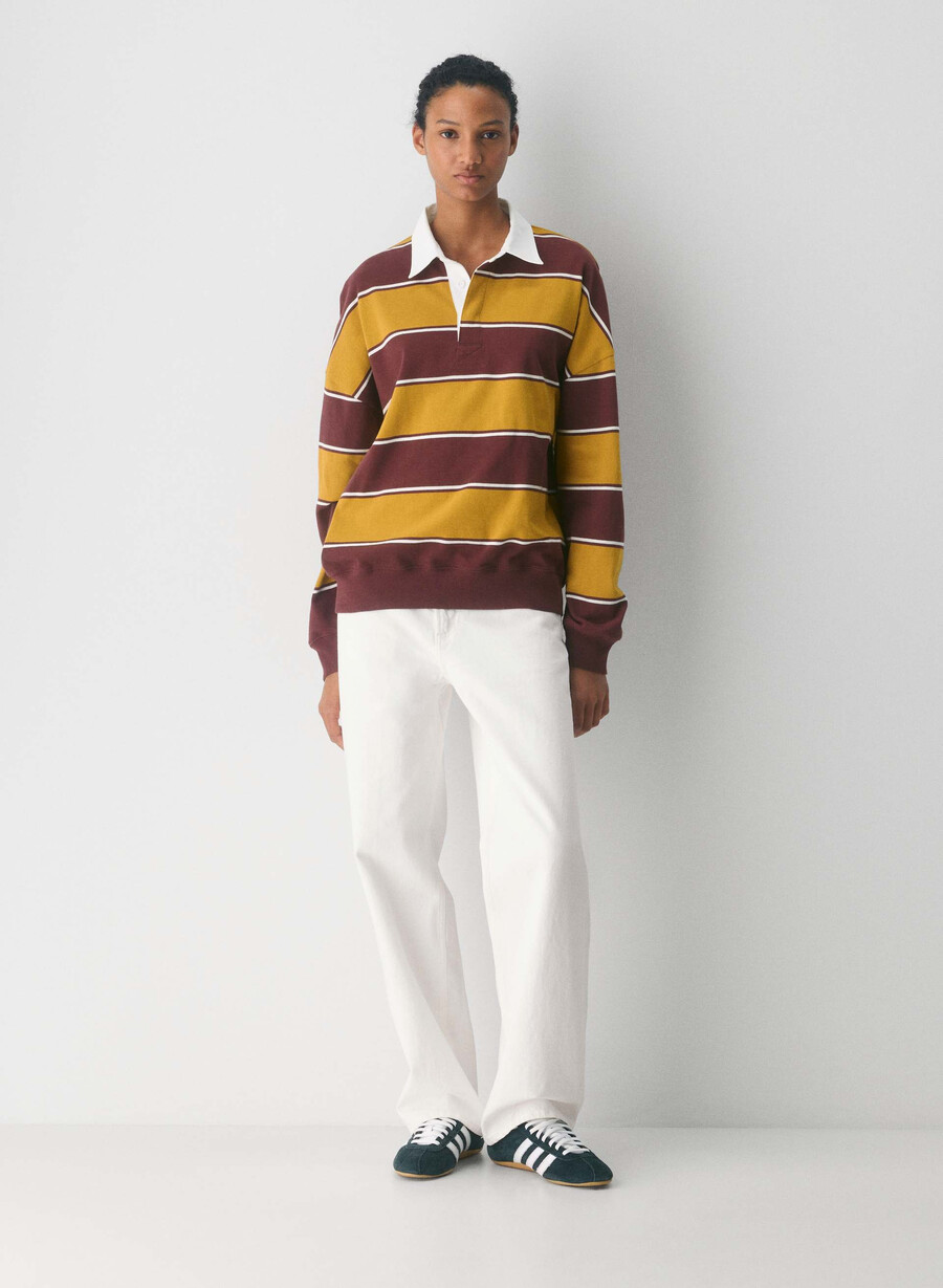 mighty cotton lomu polo longsleeve gld cst ylwsmc brgn