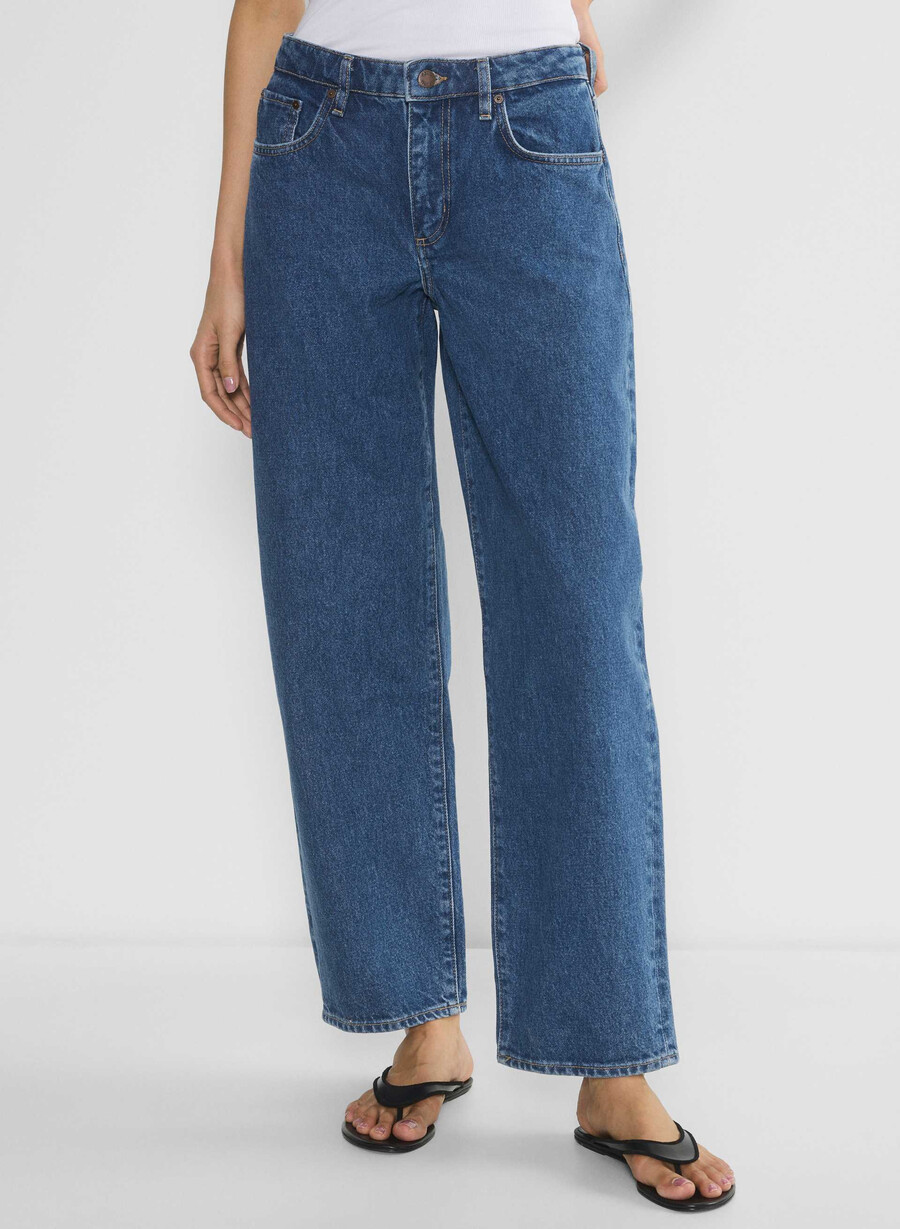 denim forum kai relaxed mid-rise barrel jean no-stress medium blue