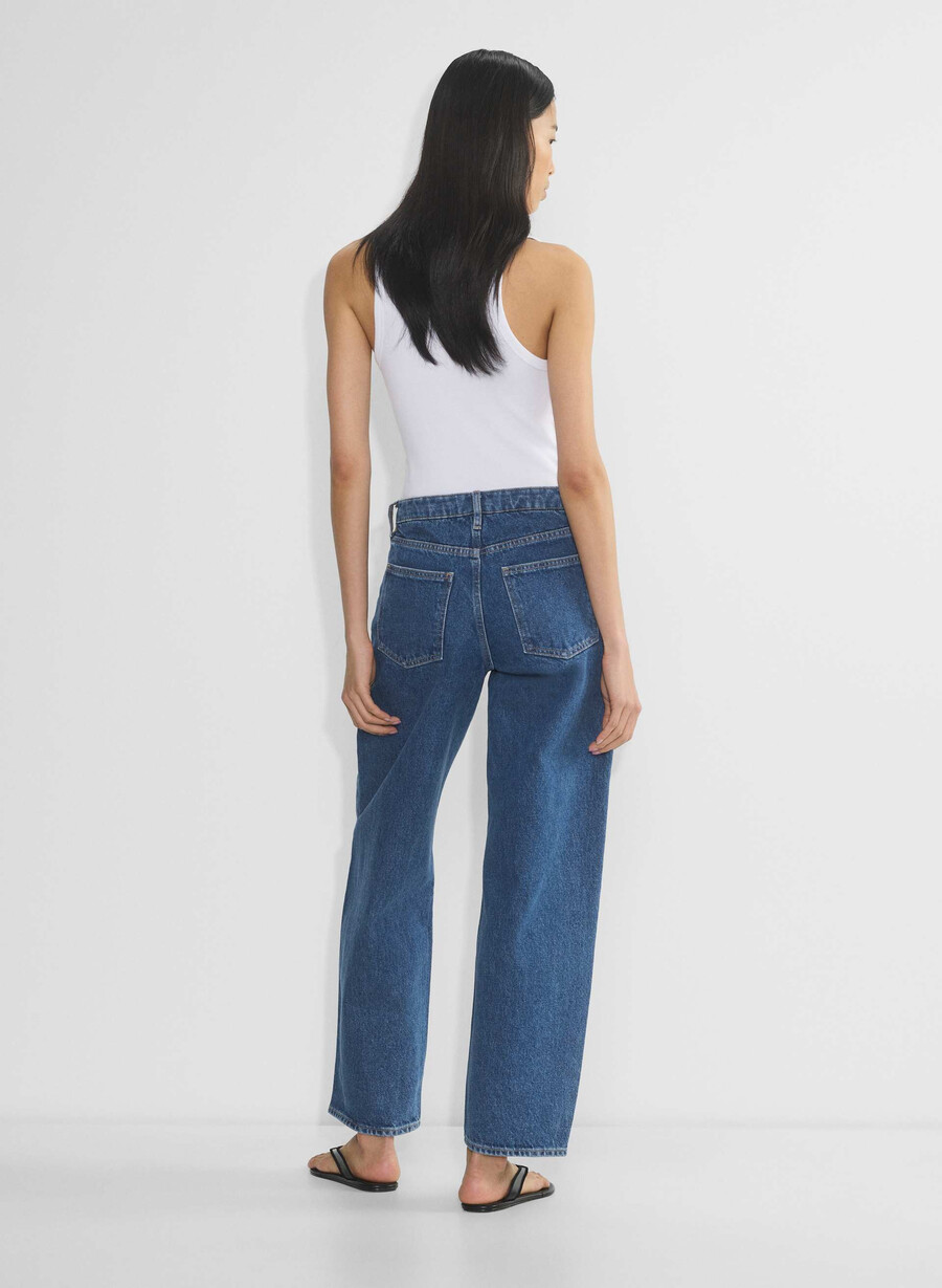 denim forum kai relaxed mid-rise barrel jean no-stress medium blue