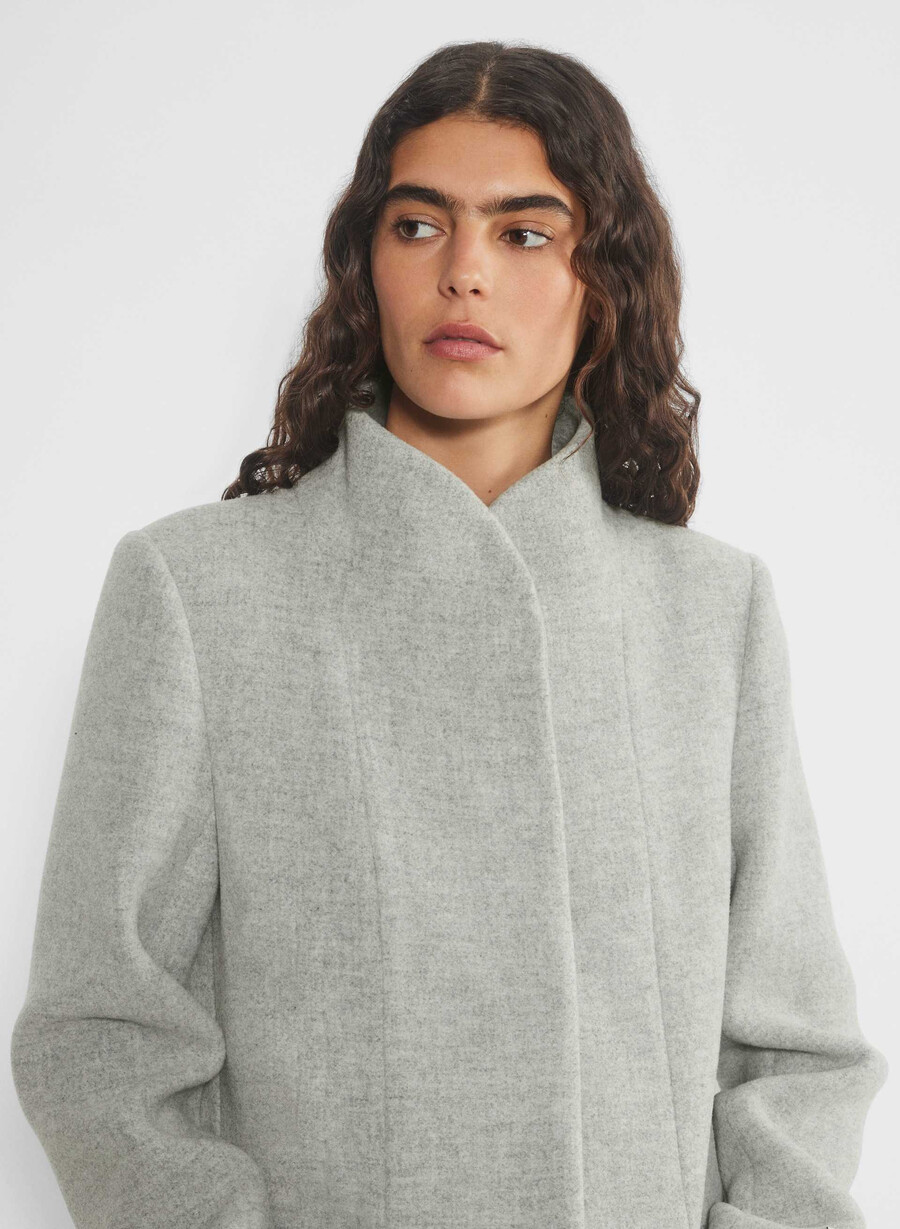 the cocoon coat - soft wool cashmere heather light grey