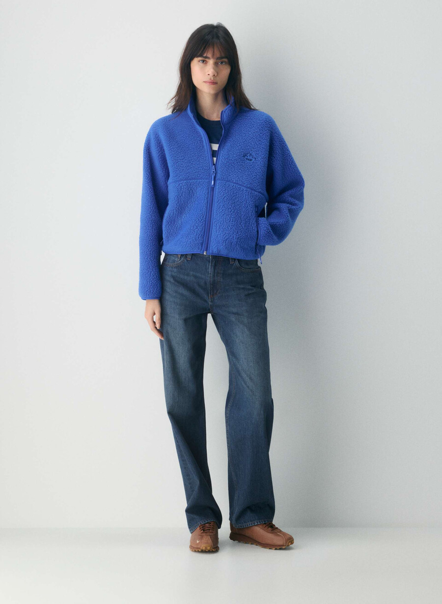 polartec thermal pro mockneck hi-hip zip-up jazz blue