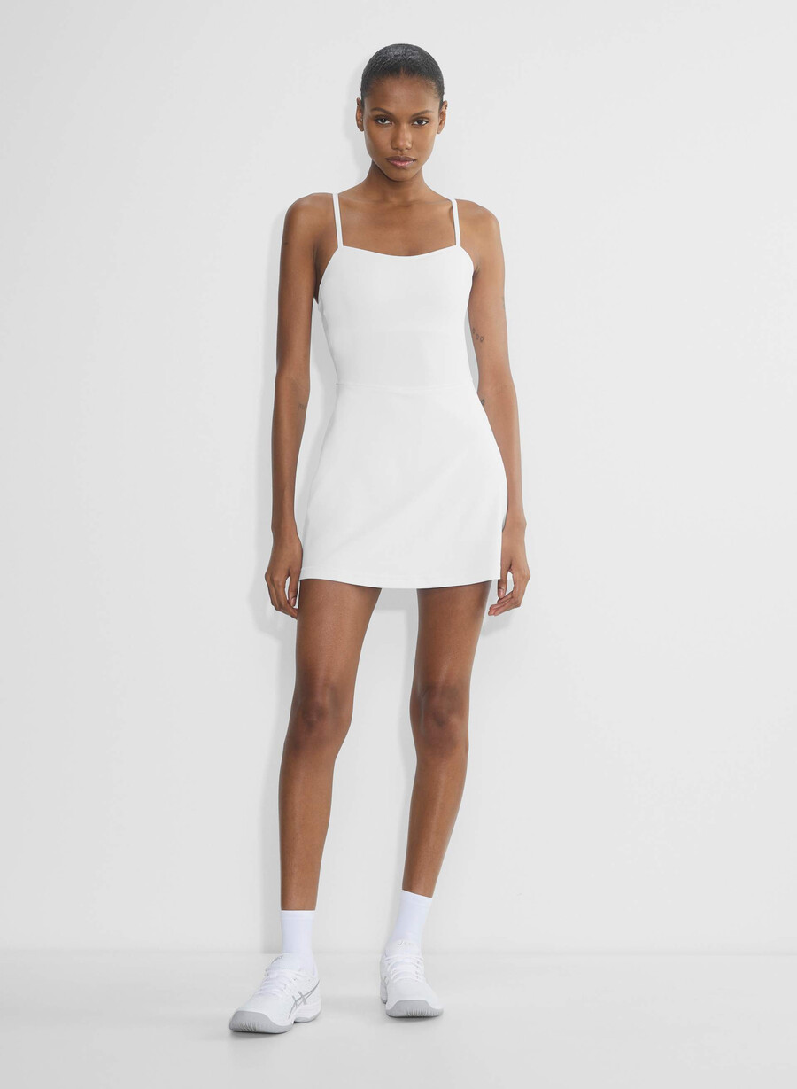 butter toss sweetheart sports dress bright white