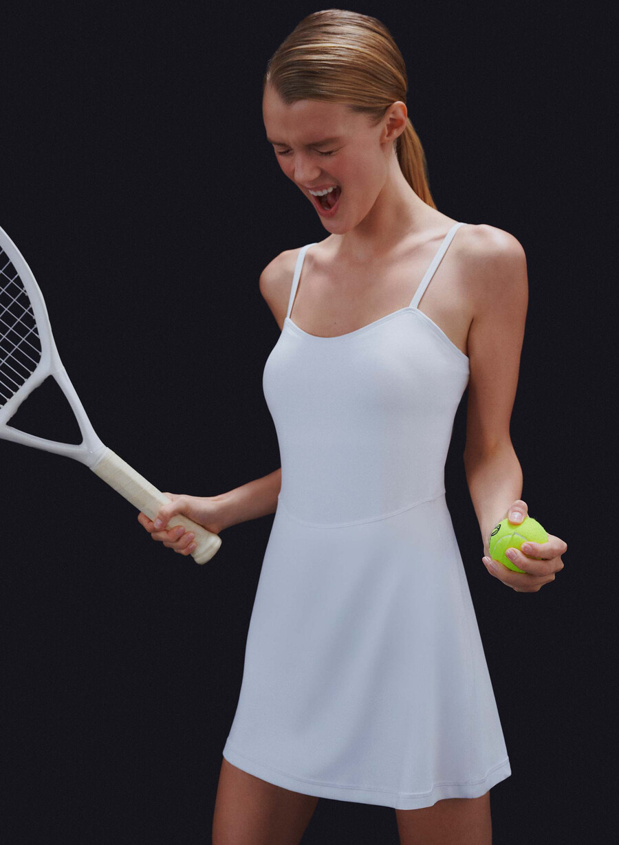 butter toss sweetheart sports dress bright white