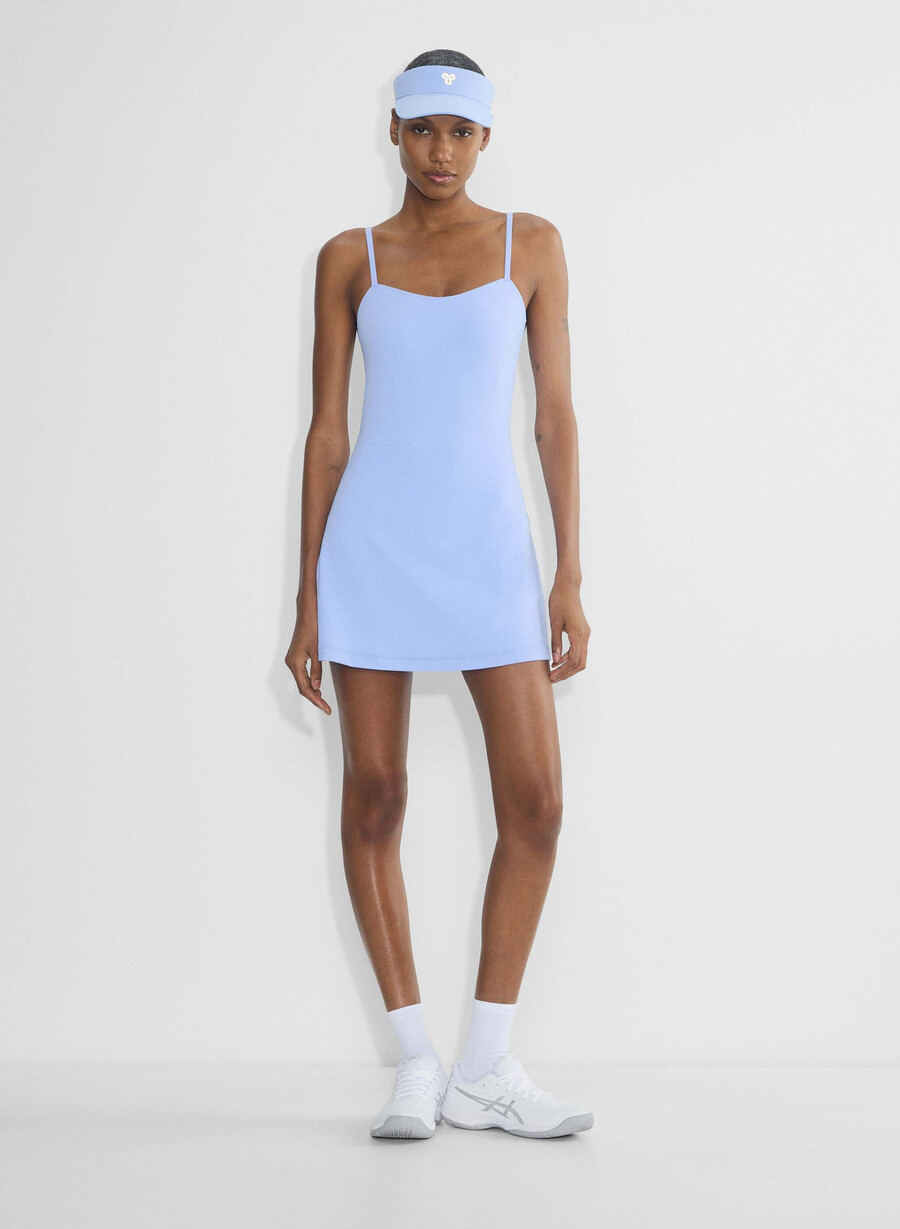butter toss sweetheart sports dress dayflower blue