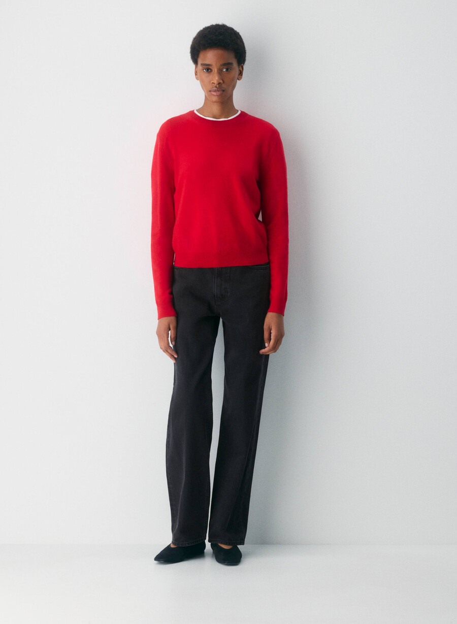 bare cashmere touchstone sweater flashing red