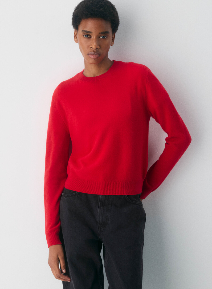 bare cashmere touchstone sweater flashing red