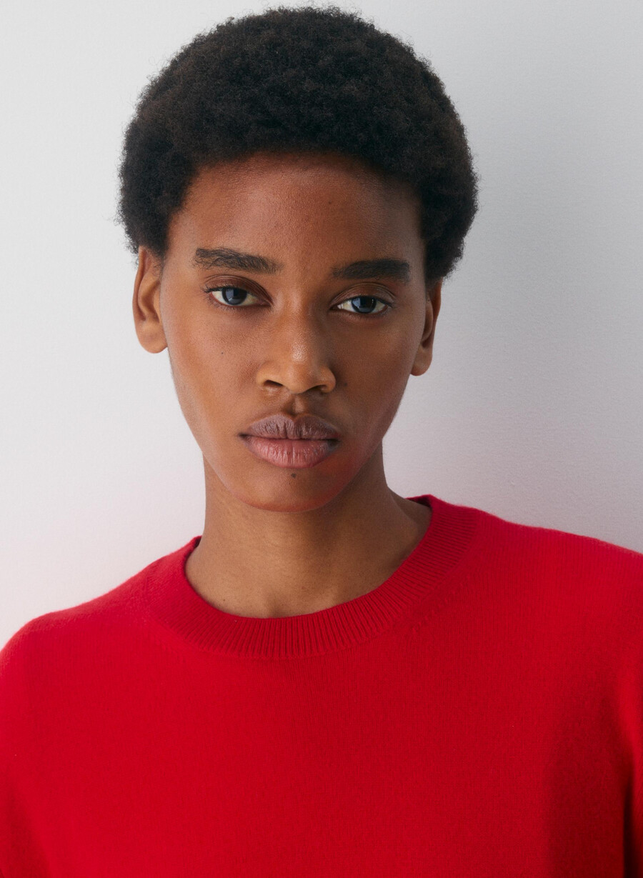 bare cashmere touchstone sweater flashing red