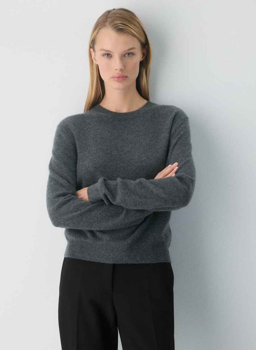 bare cashmere touchstone sweater heather charcoal