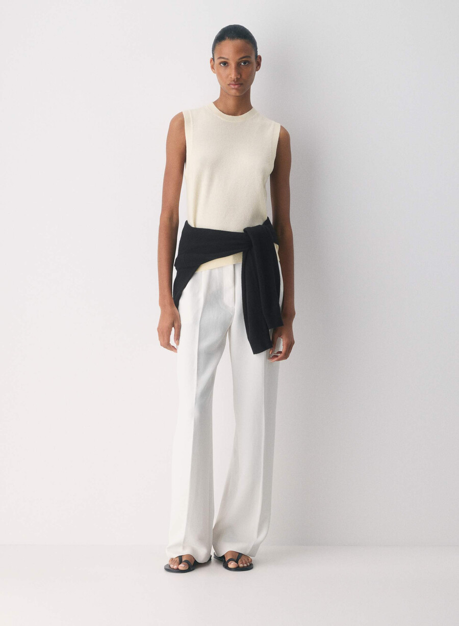 bare cashmere monogram sweater vest light birch