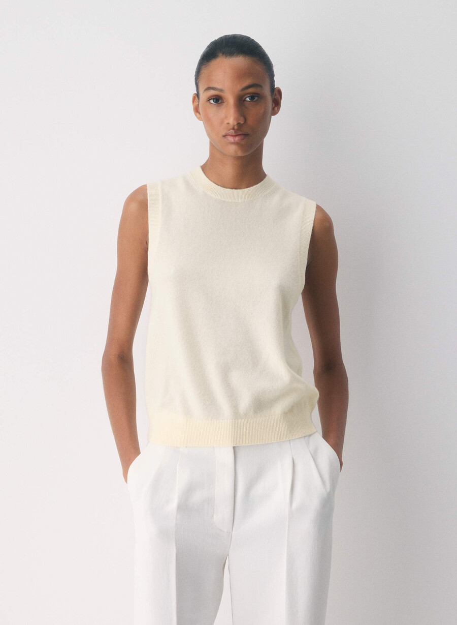 bare cashmere monogram sweater vest light birch