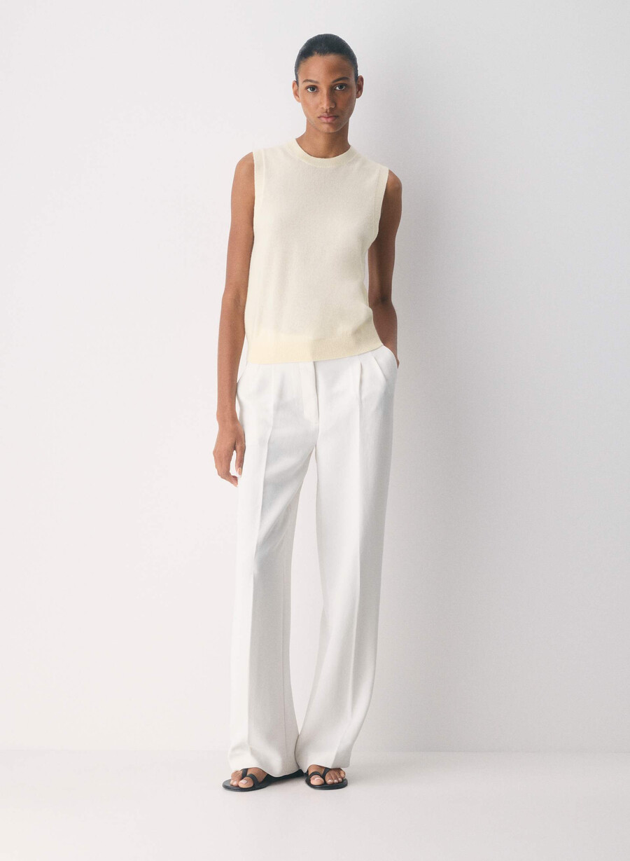 bare cashmere monogram sweater vest light birch