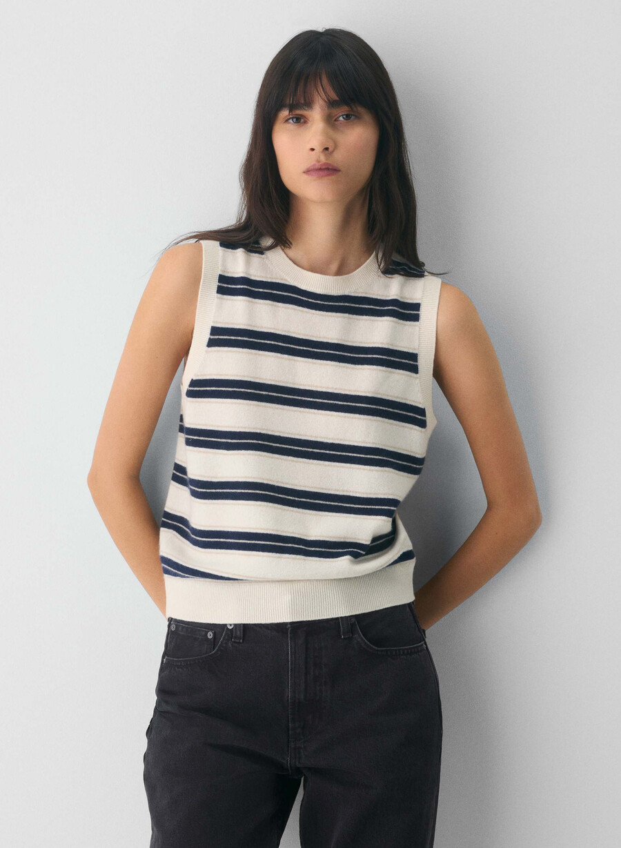 bare cashmere monogram sweater vest lt birch admiral