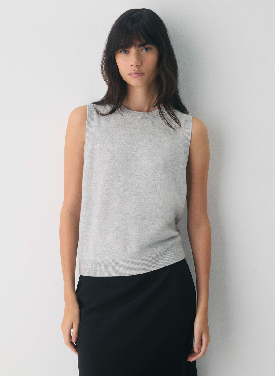 bare cashmere monogram sweater vest heather chrome