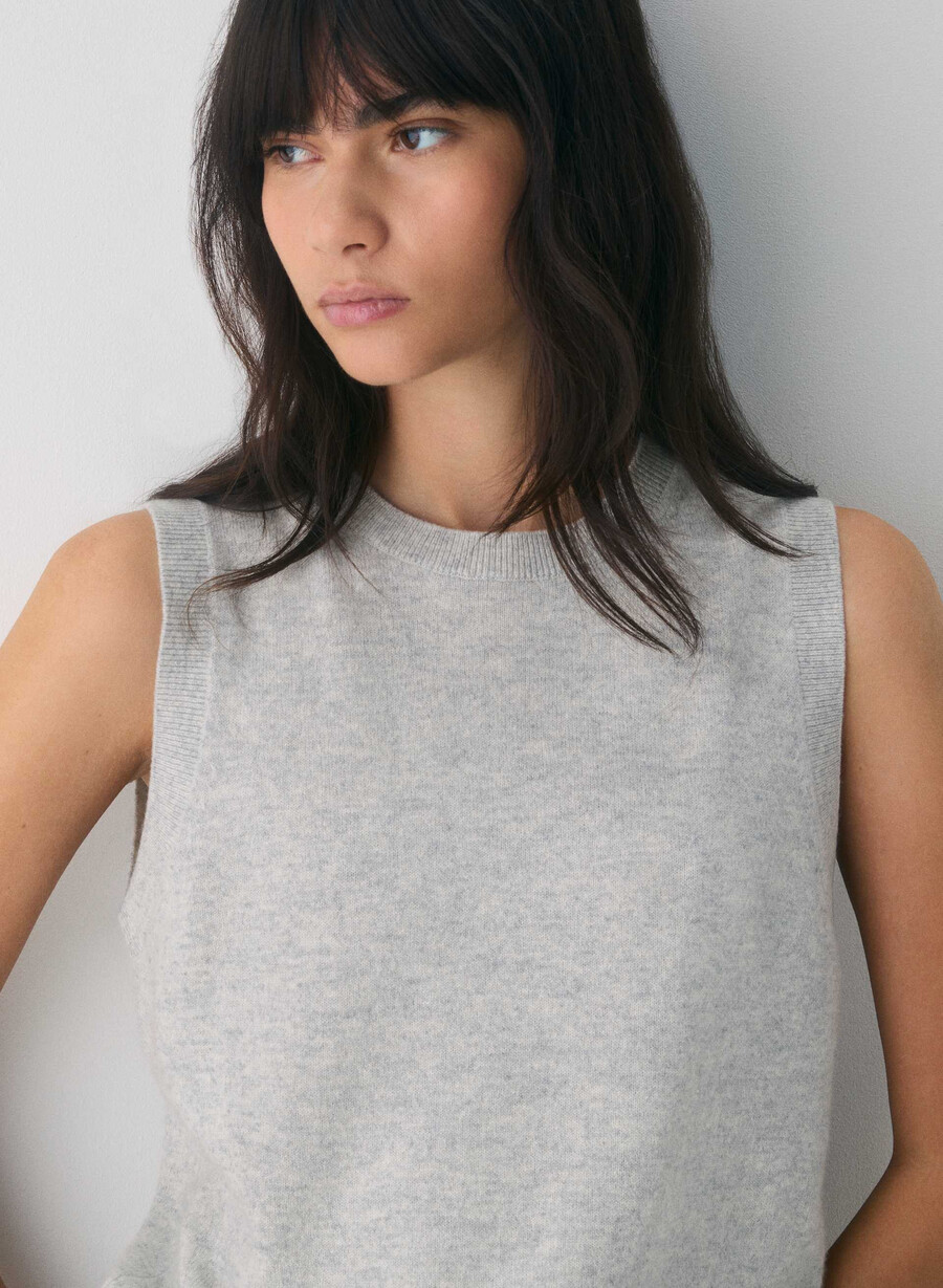 bare cashmere monogram sweater vest heather chrome