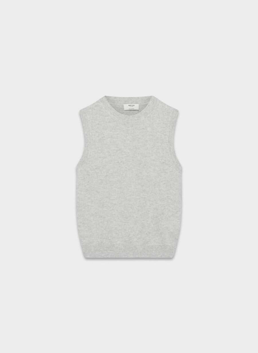 bare cashmere monogram sweater vest heather chrome