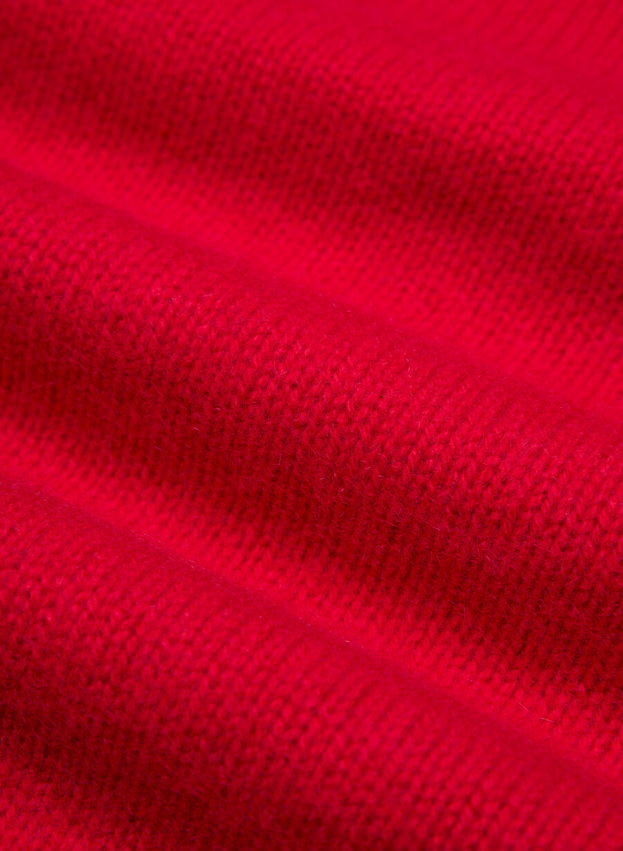 plush cashmere oversized v-neck sweater flashing red