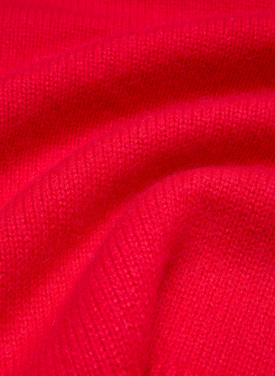 plush cashmere oversized crew sweater flashing red