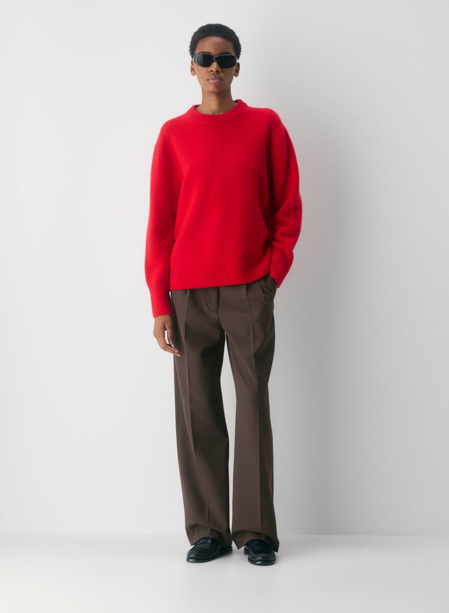 plush cashmere oversized crew sweater heather charcoal