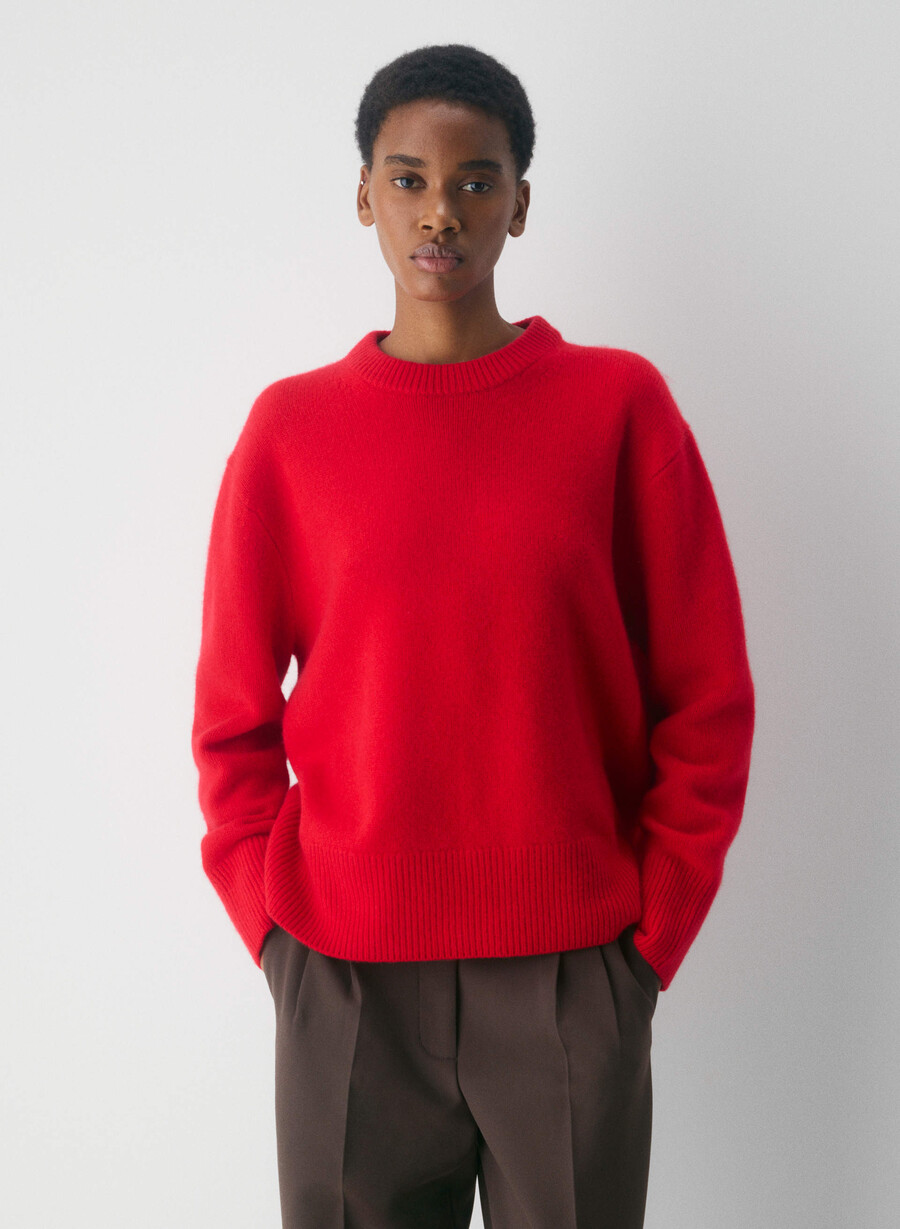 plush cashmere oversized crew sweater heather charcoal