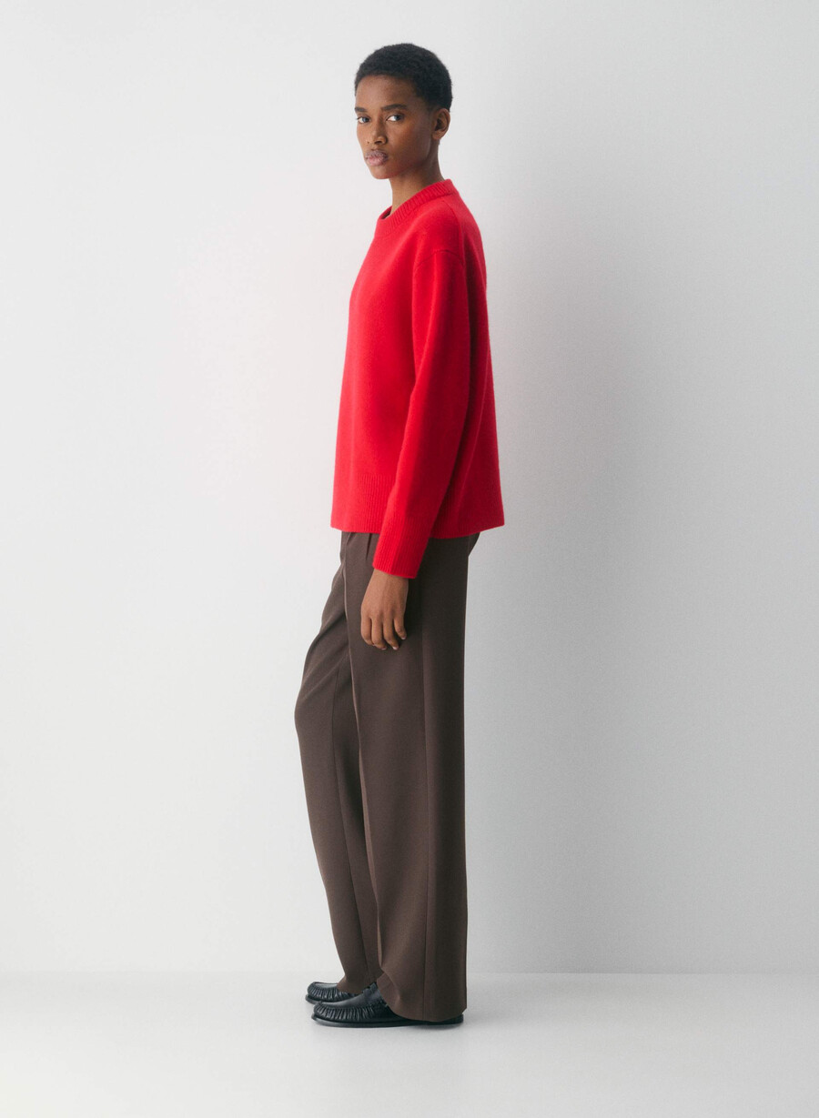 plush cashmere oversized crew sweater heather charcoal