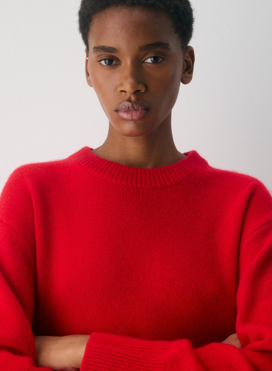 plush cashmere oversized crew sweater heather charcoal