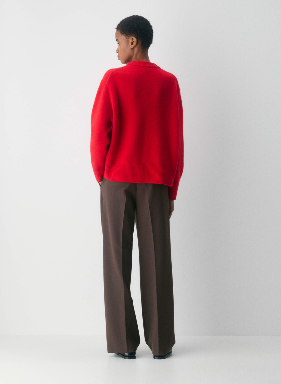 plush cashmere oversized crew sweater heather charcoal