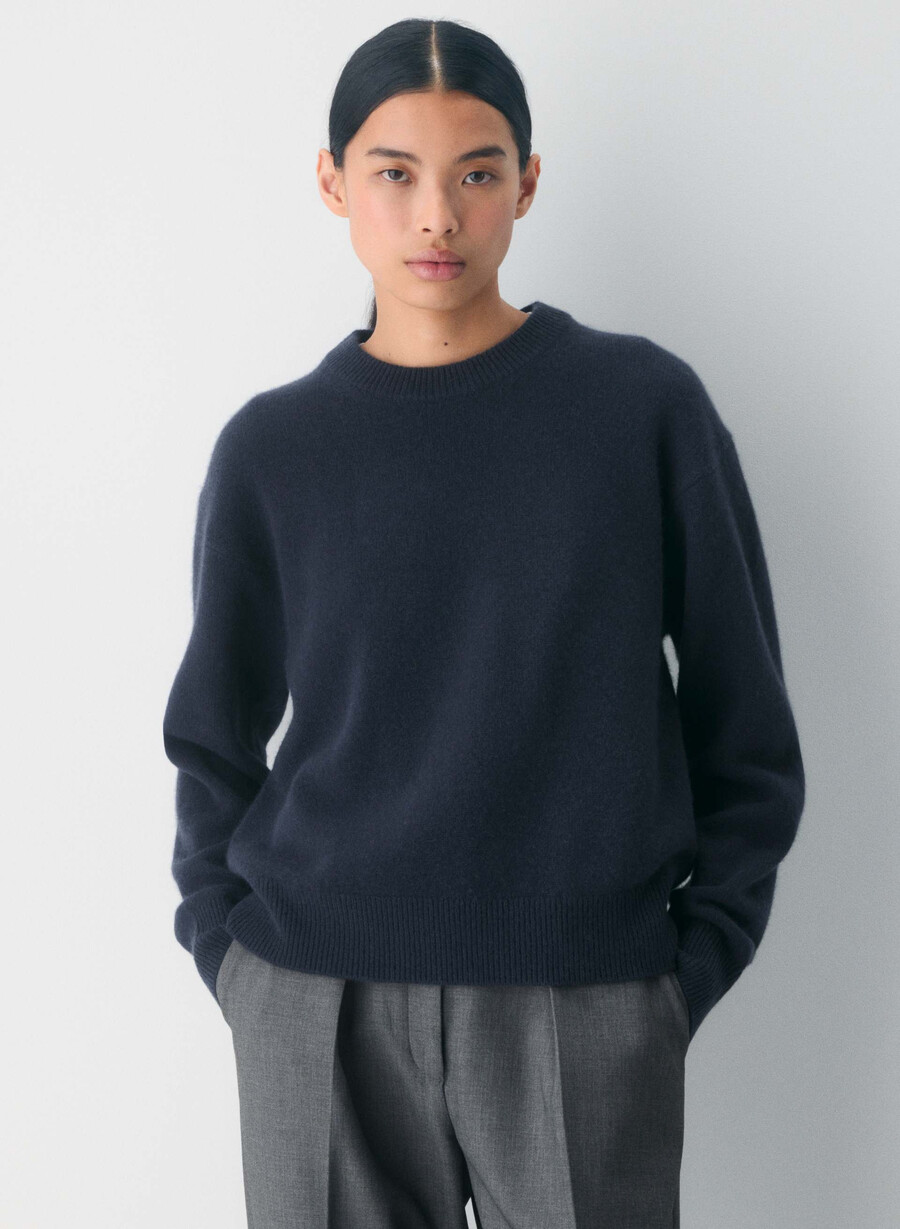 essential cashmere relic sweater dark night navy