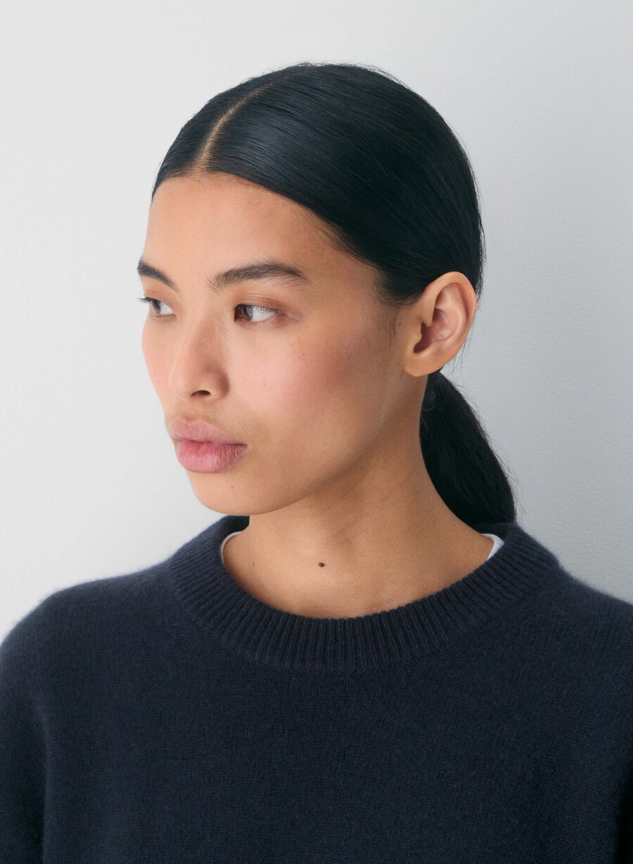 essential cashmere relic sweater dark night navy