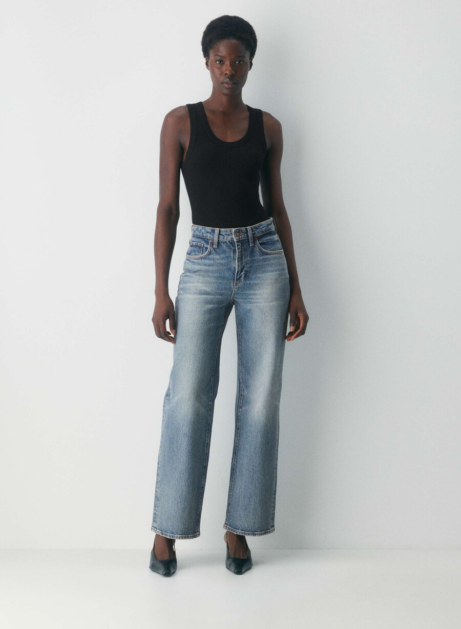 denim forum remy curve-fit hi-rise wide jean vintage medium blue