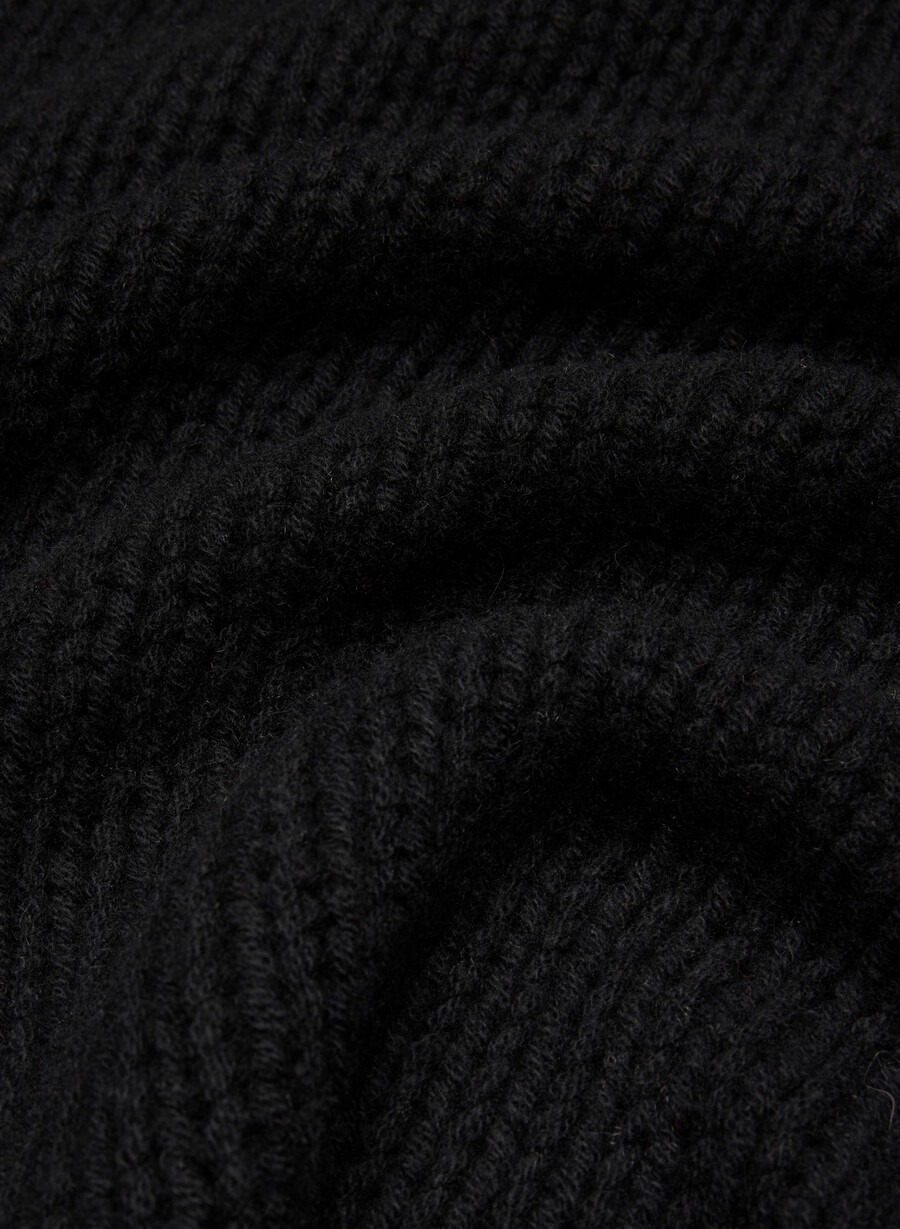 mesh cashmere oversized crew sweater black