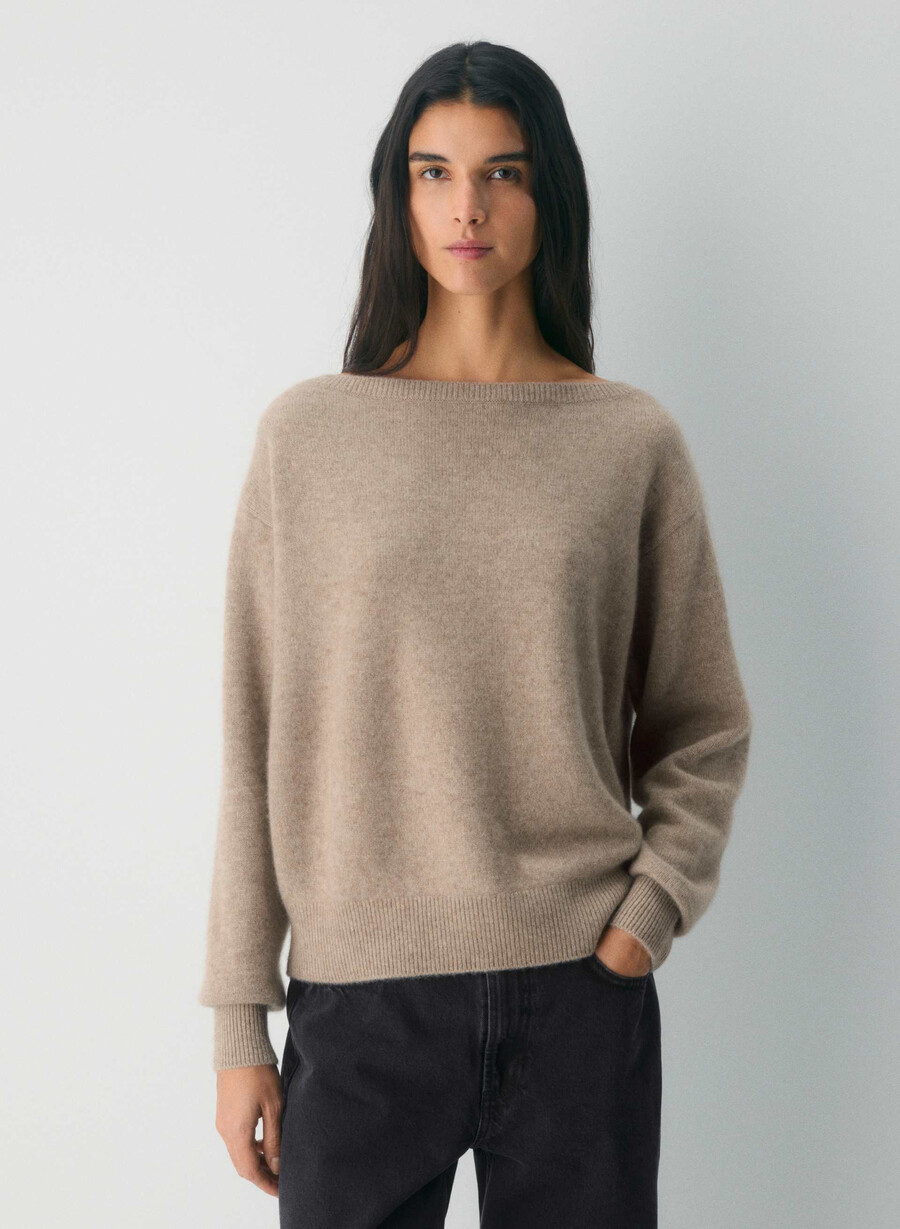 essential cashmere nuance sweater undyed hthr nmd taupe