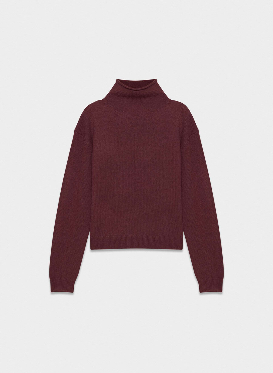 cashmere mockneck sweater sumac burgundy