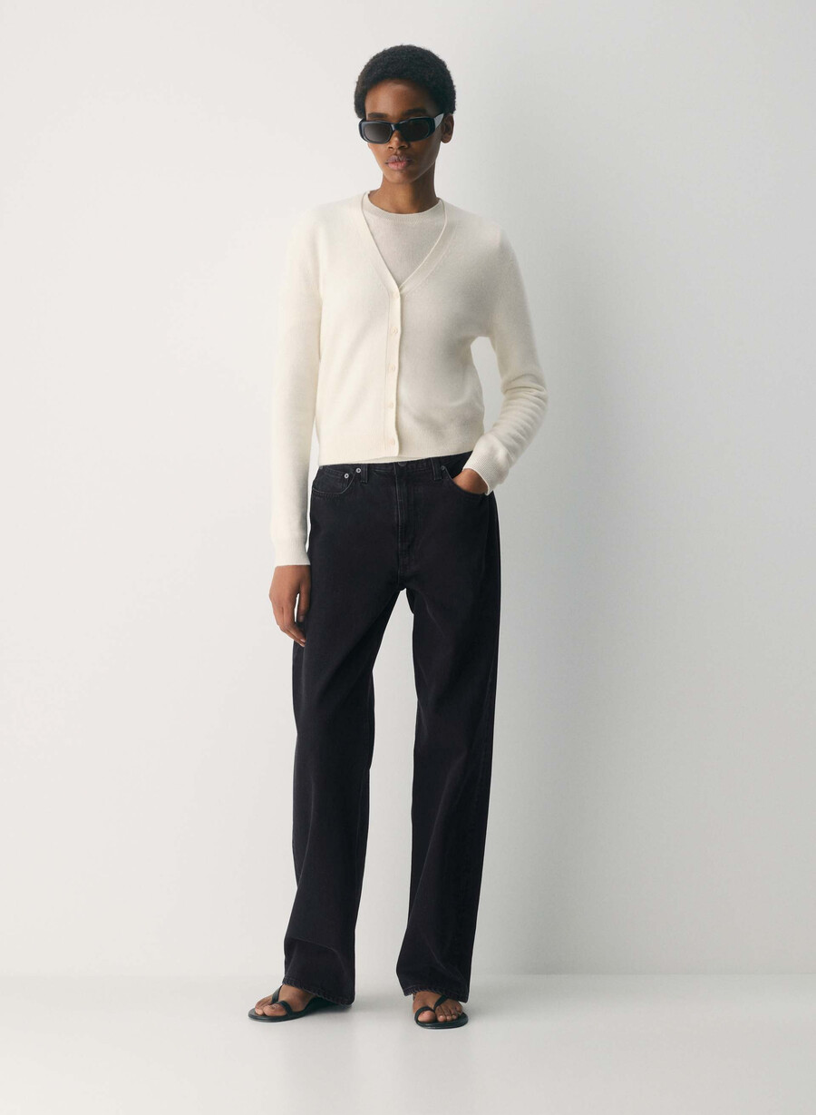 bare cashmere v-neck cardigan light birch