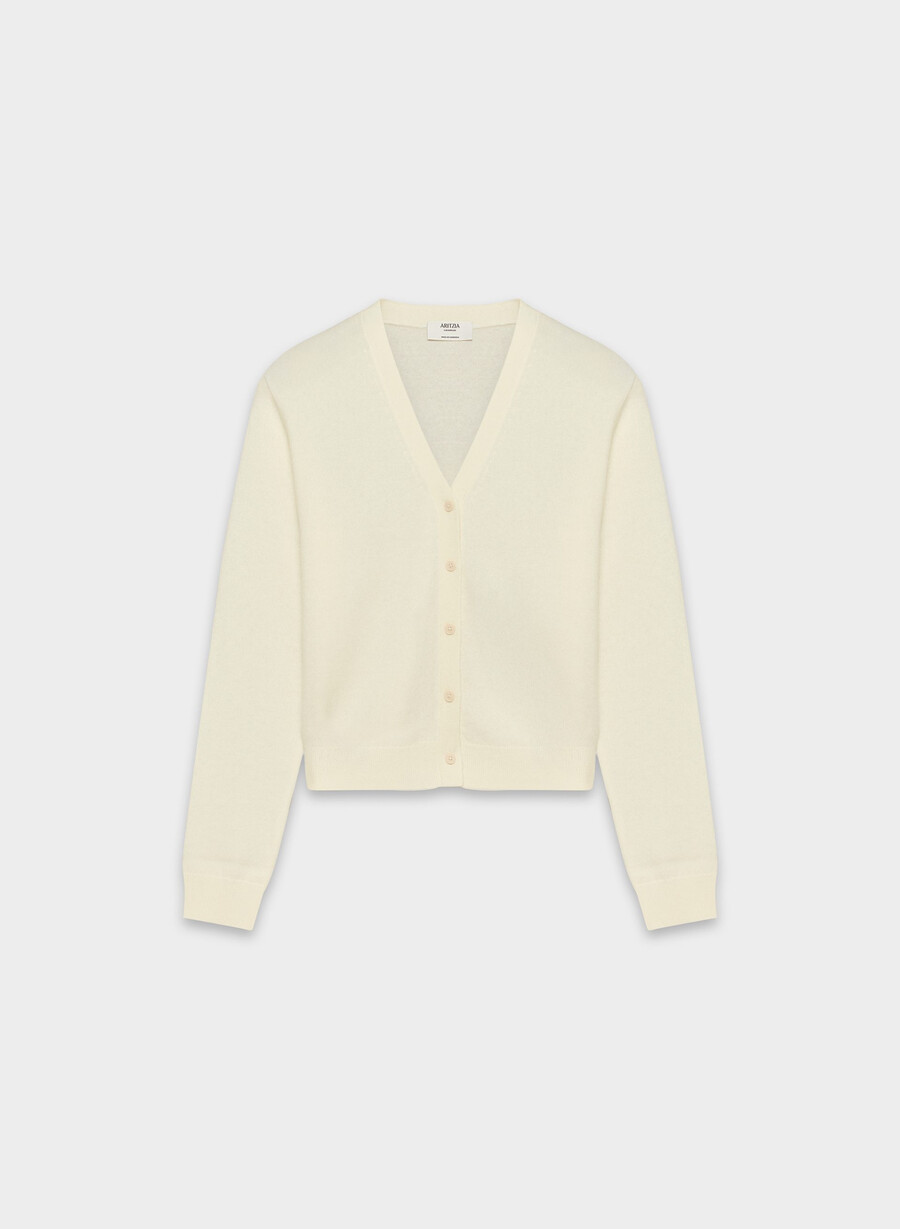 bare cashmere v-neck cardigan light birch
