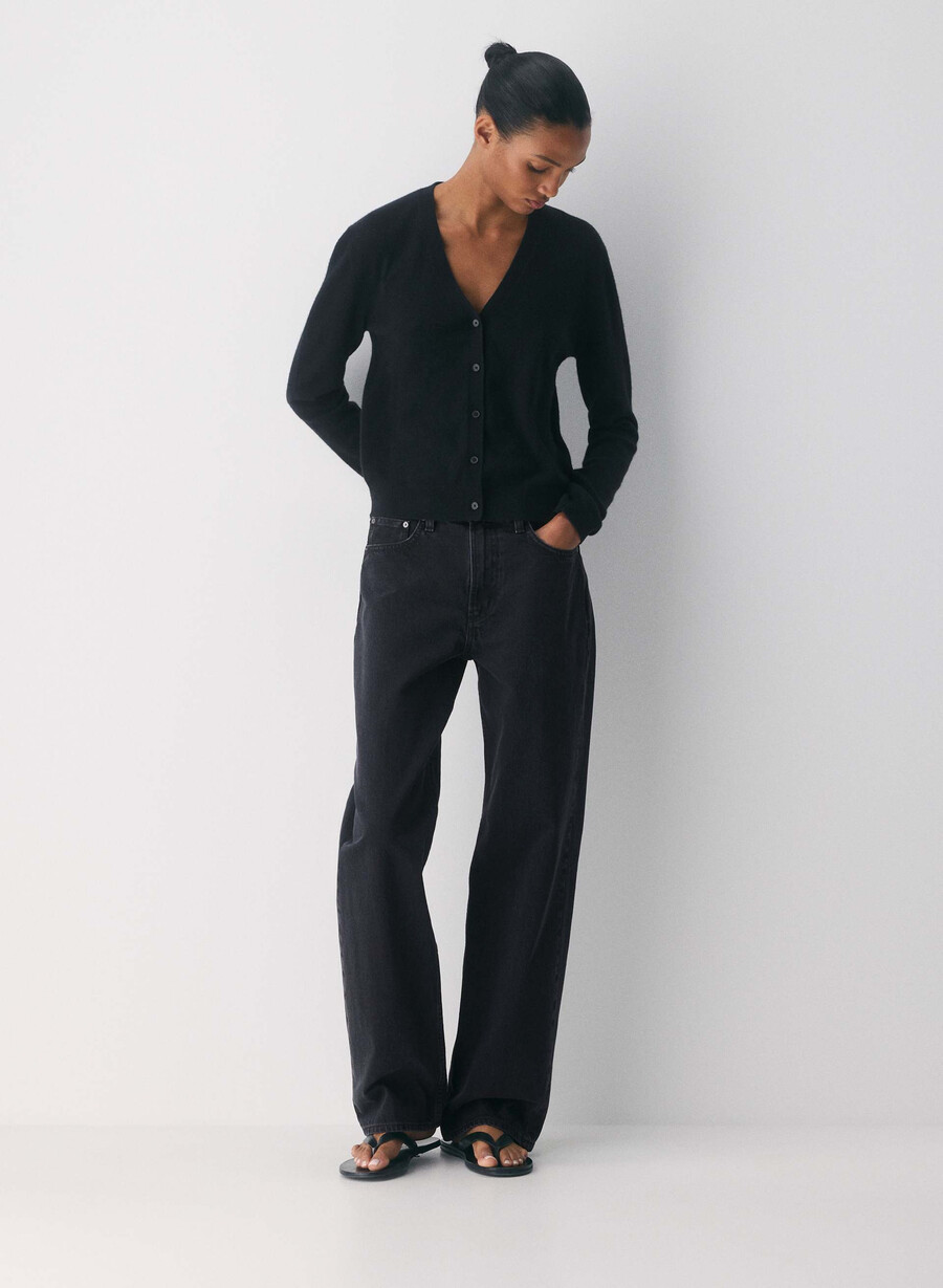 bare cashmere v-neck cardigan black