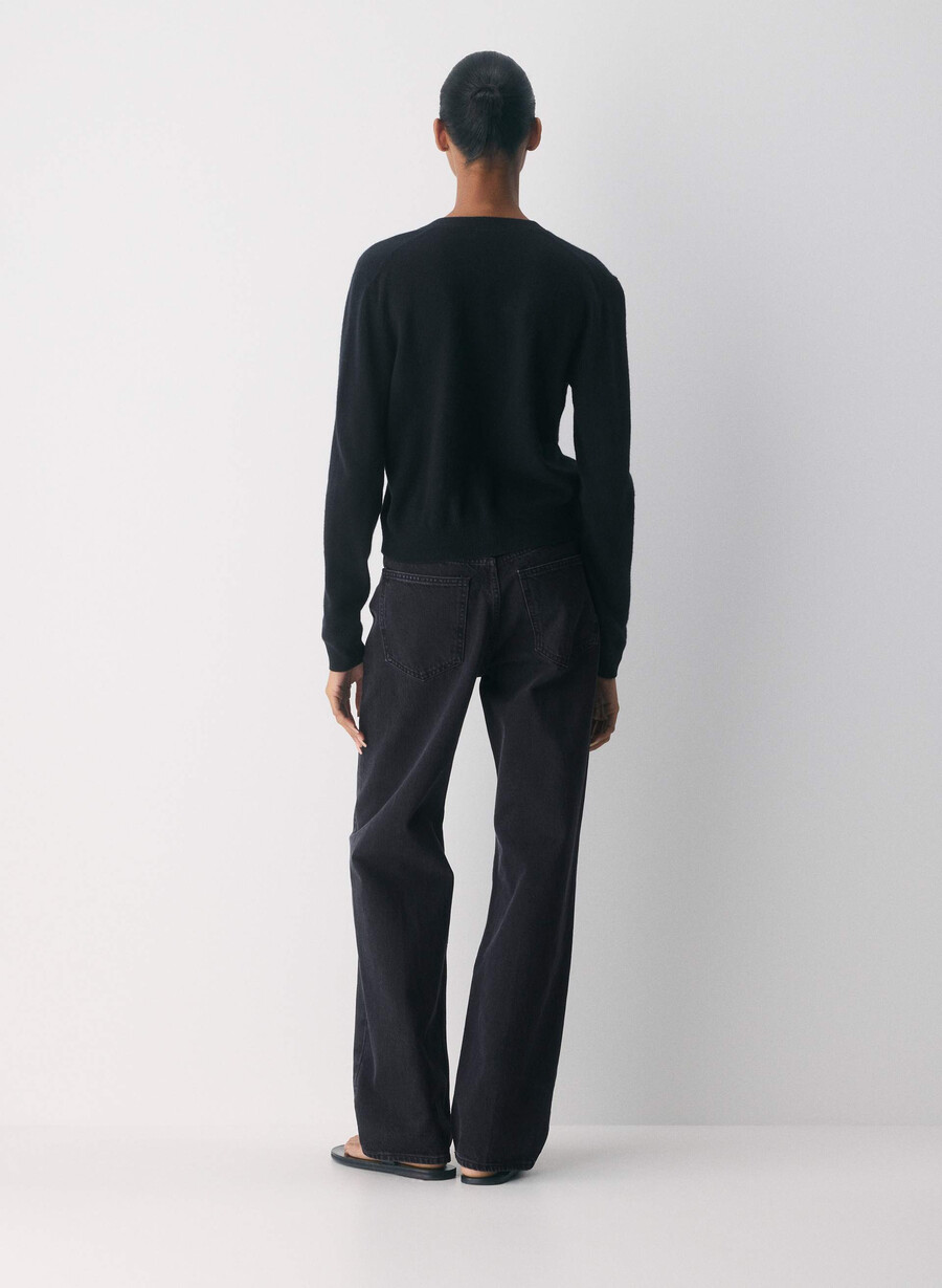 bare cashmere v-neck cardigan black