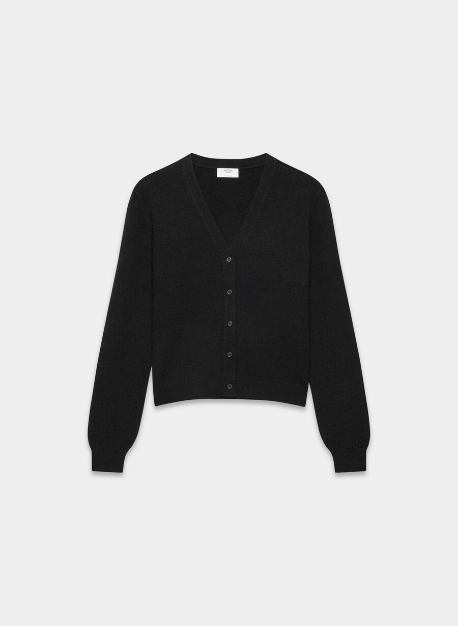 bare cashmere v-neck cardigan black