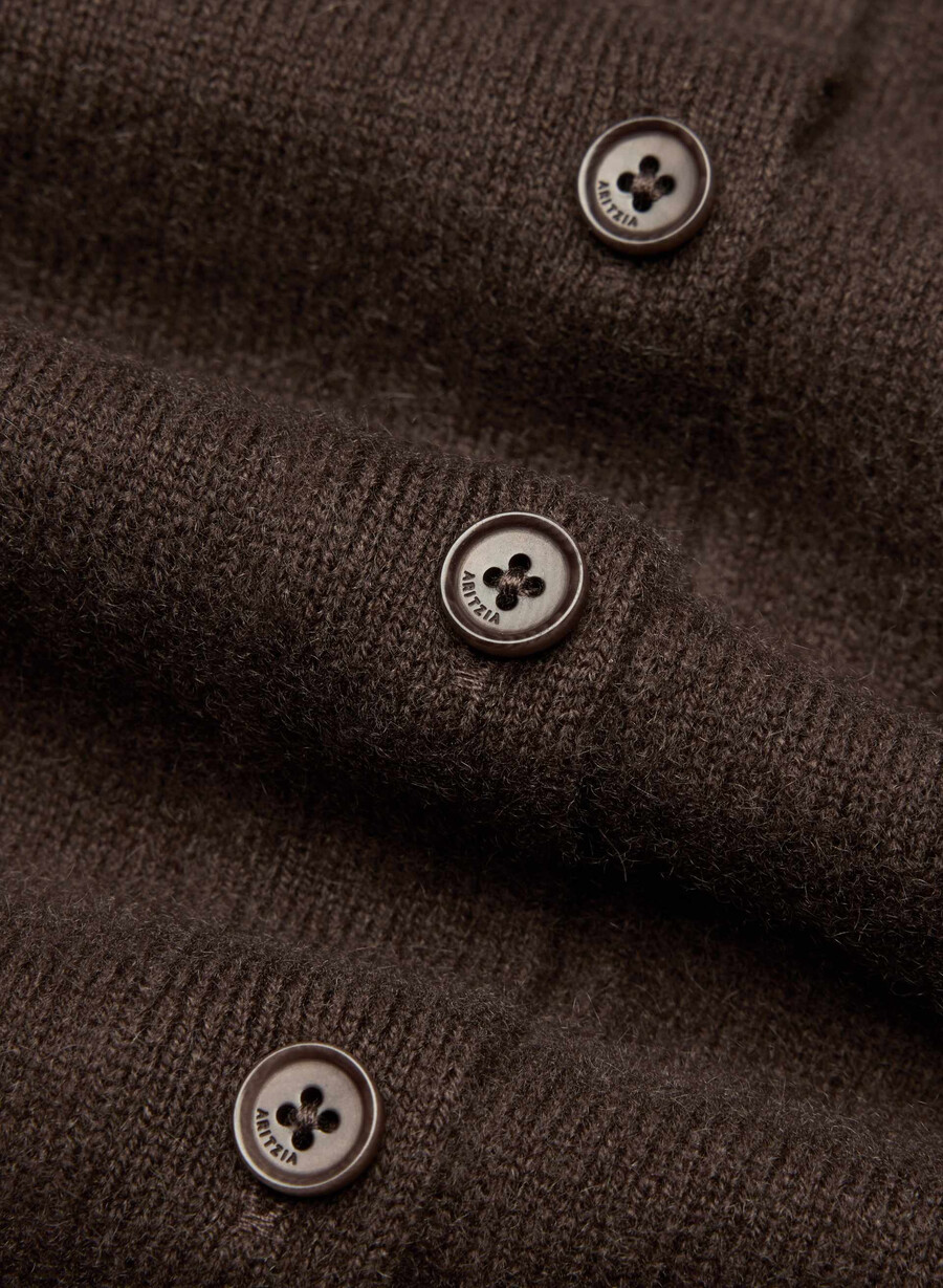 bare cashmere v-neck cardigan rich mocha brown