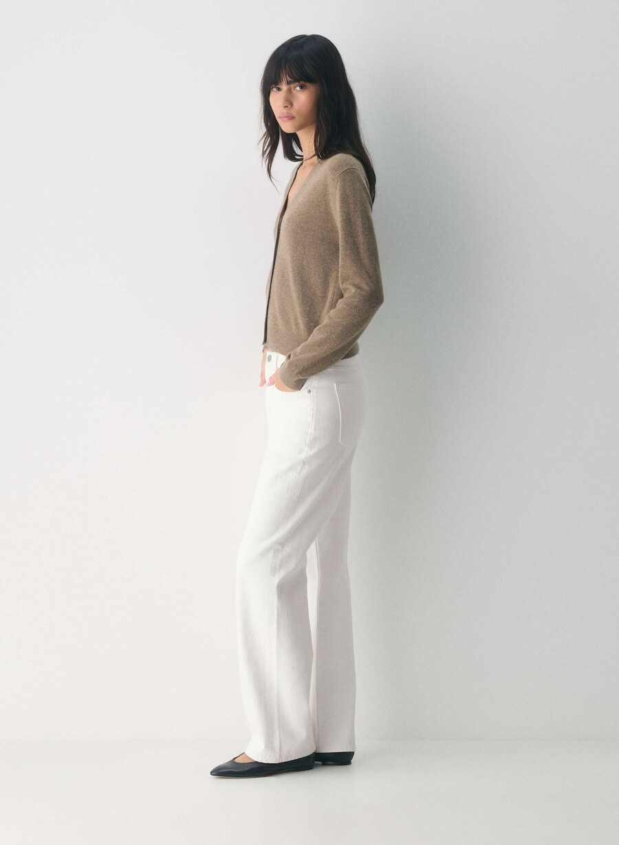 bare cashmere v-neck cardigan heather folio brown