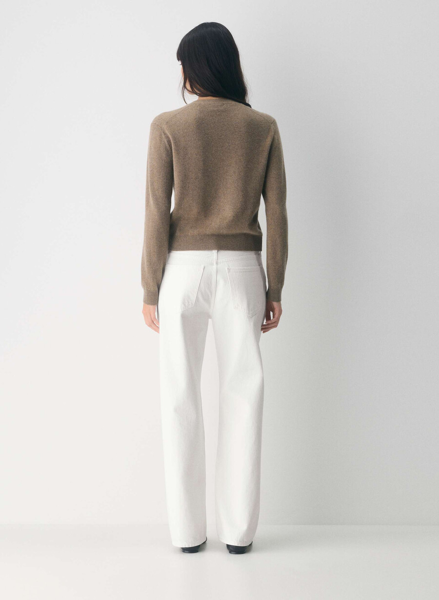 bare cashmere v-neck cardigan heather folio brown